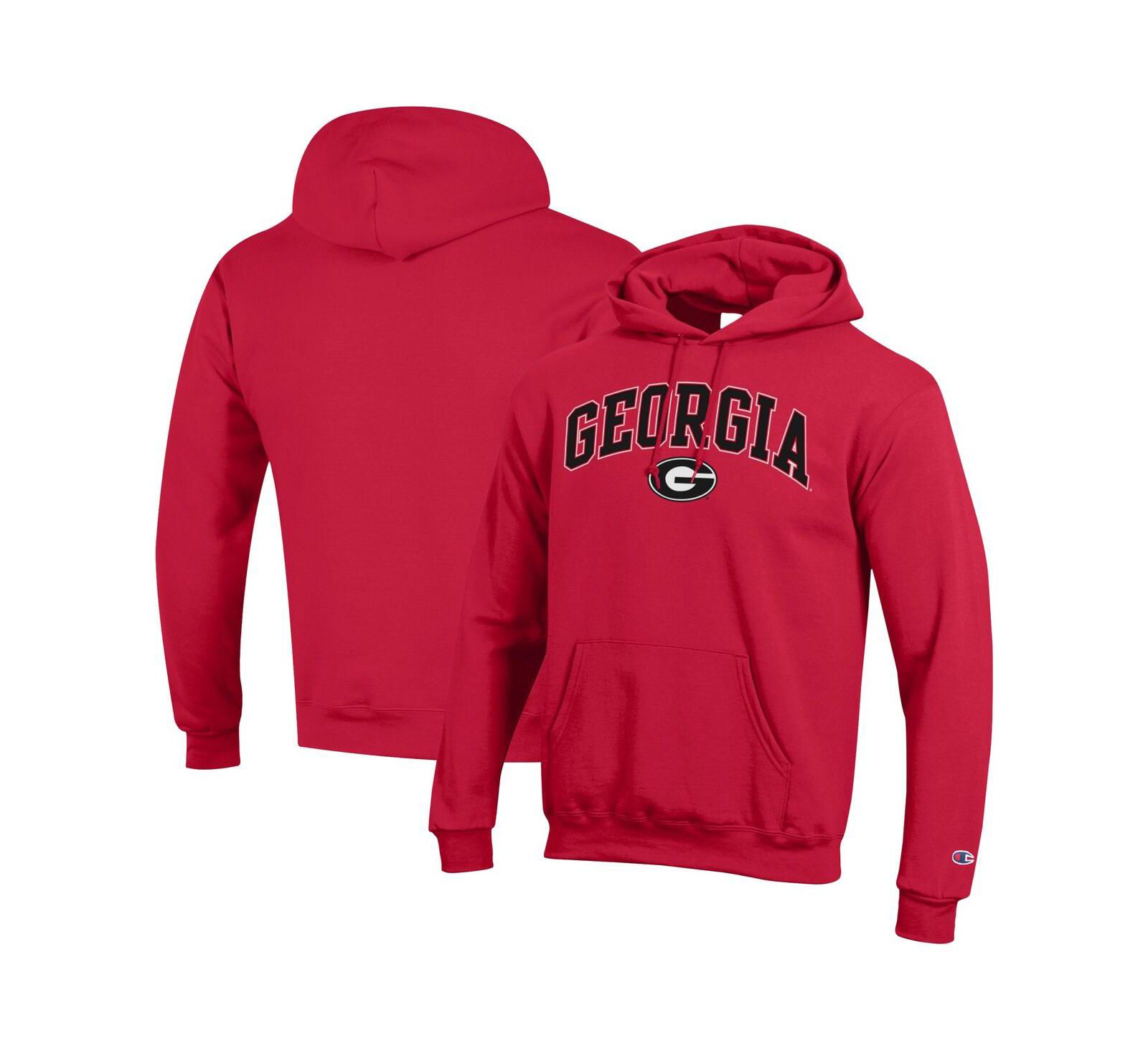 Мужское худи Champion Red Georgia Bulldogs Arch Over Logo Pullover