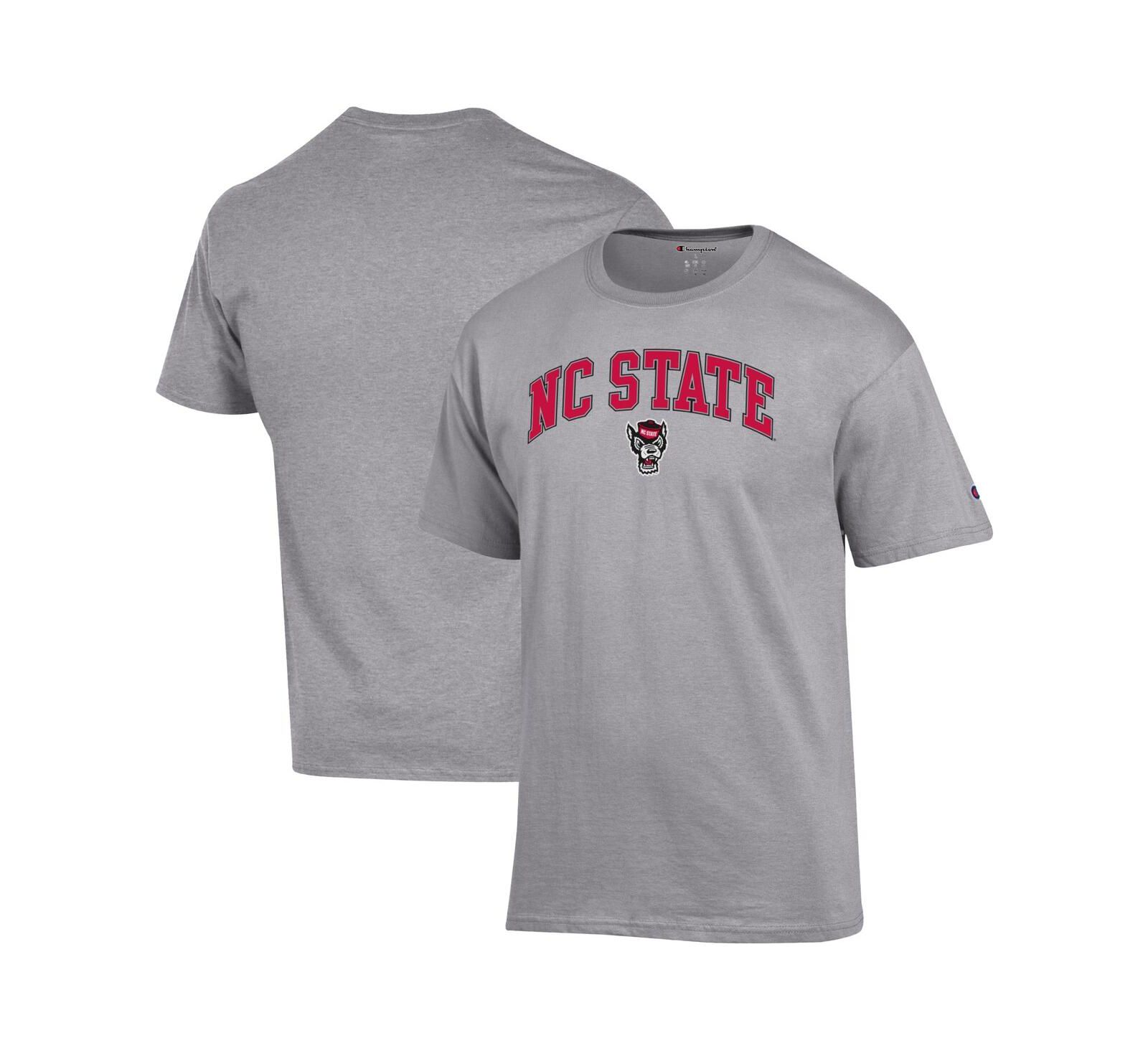 Мужская футболка Champion Heather Gray NC State Wolfpack Arch Over Logo