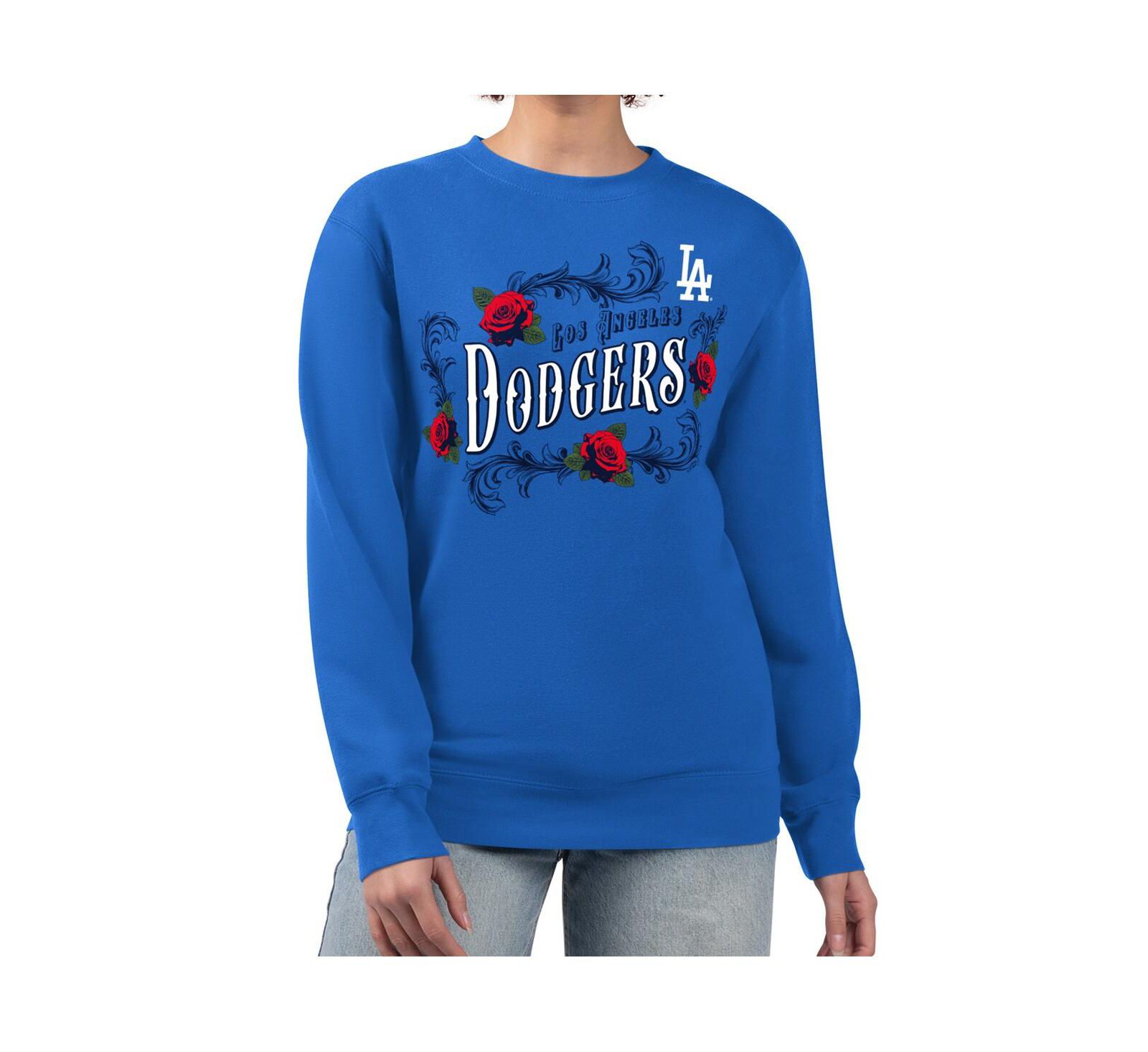 G-III 4Her by Carl Banks женский флисовый пуловер-свитшот Royal Los Angeles Dodgers Retro Roses