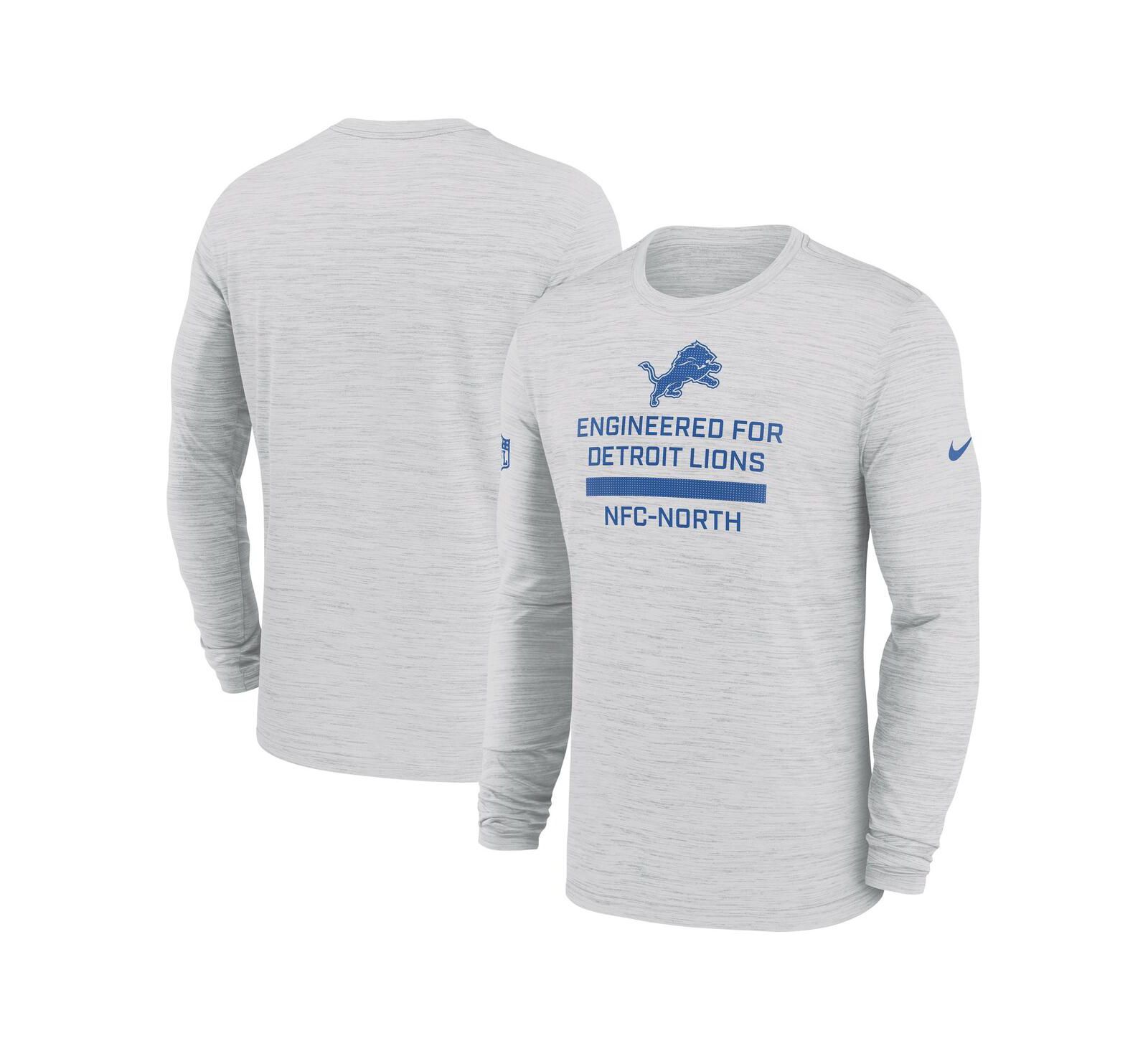 Nike Men's Ash Detroit Lions Sideline Velocity Performance Long Sleeve T-Shirt