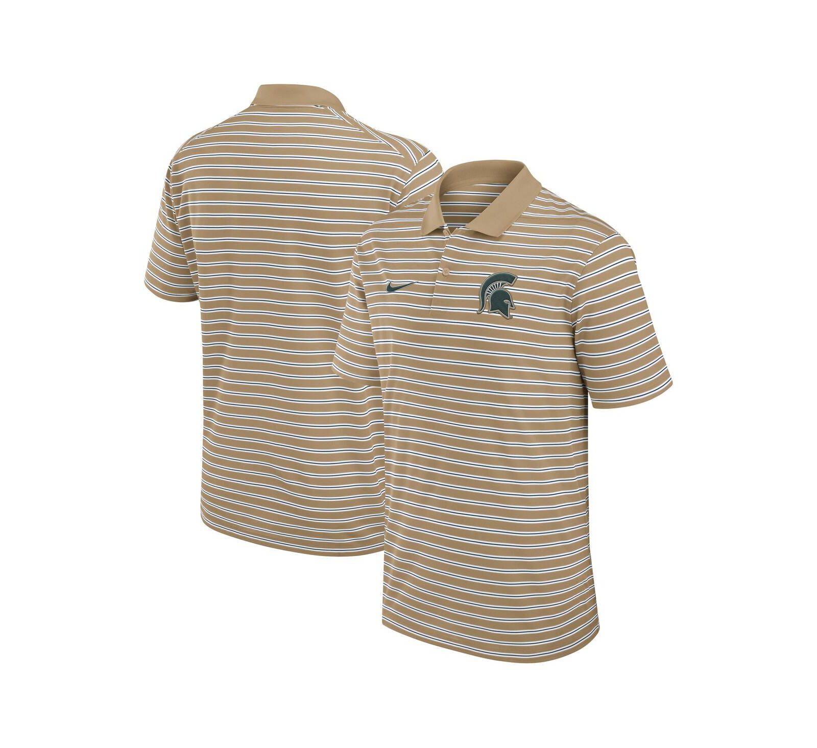 Поло Nike Men's Tan Michigan State Spartans Athletic Prep Striped Performance