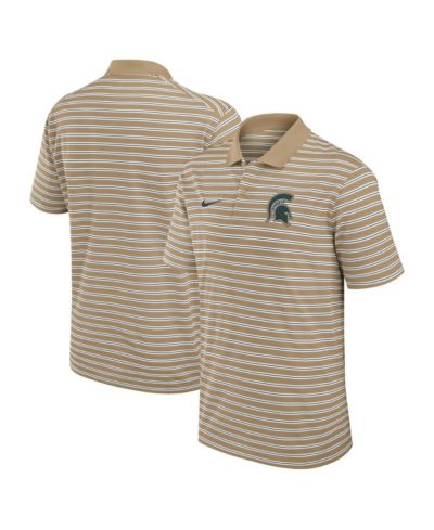 Nike Men's Tan Michigan State Spartans Athletic Prep Striped Performance Polo Shirt