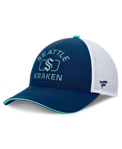Мужская кепка Fanatics Deep Sea Blue/White Seattle Kraken Authentic Pro Rink Trucker Hat