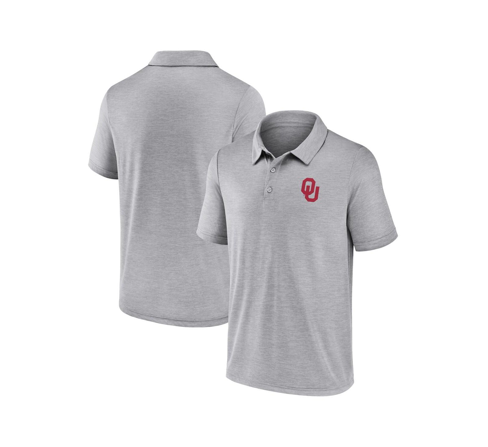 Fanatics Men's Gray Oklahoma Sooners Striated Primary Logo Polo Shirt