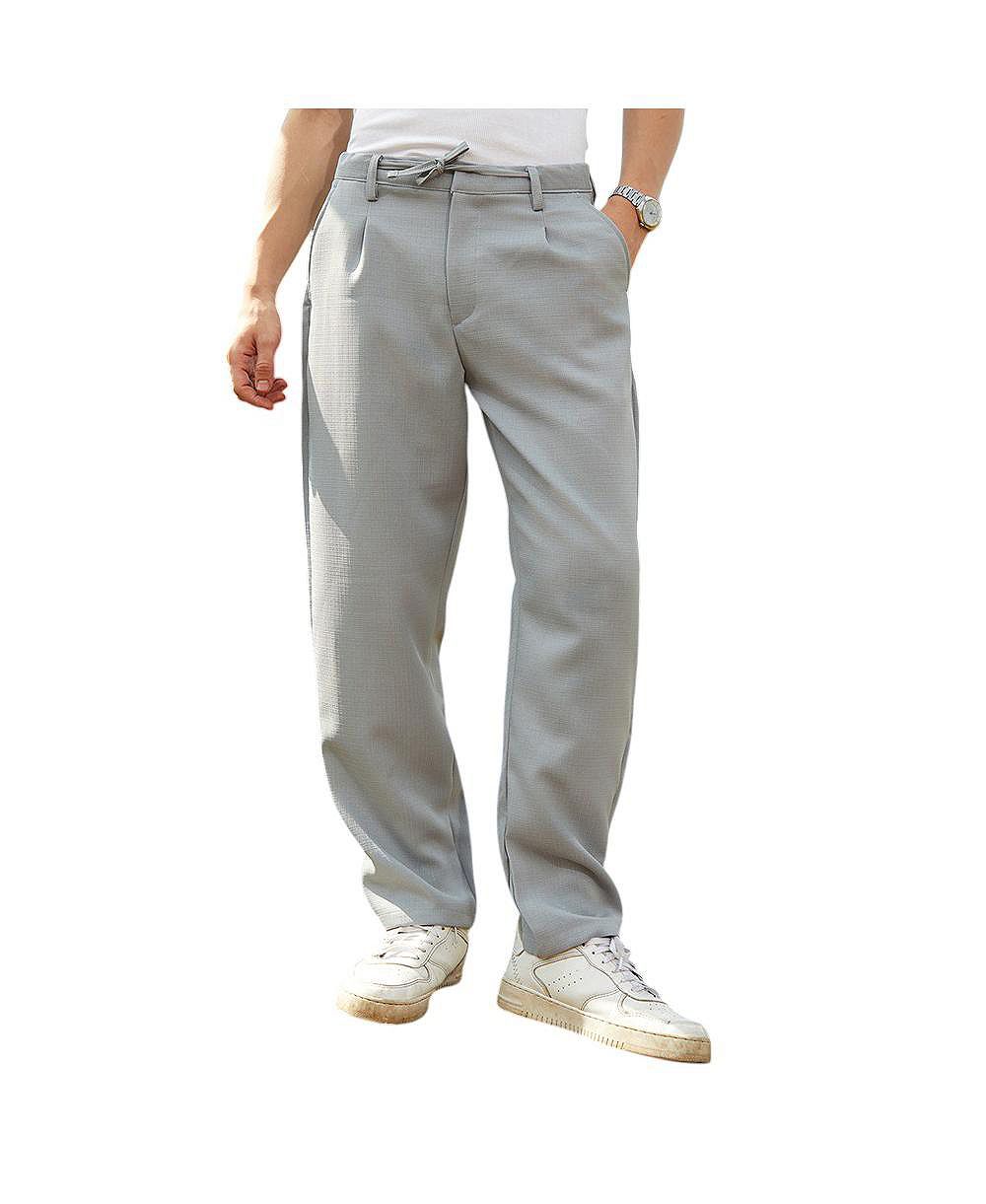 Campus Sutra Men's Cloud Grey Tailored Trousers