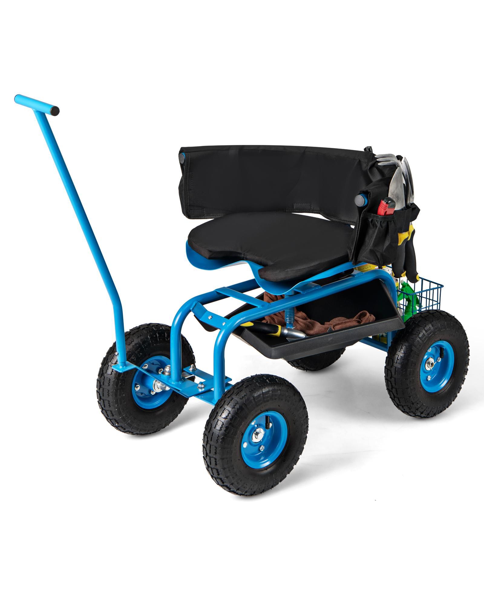 Садовая тележка Slickblue Multi-Functional Rolling с сиденьем и корзиной