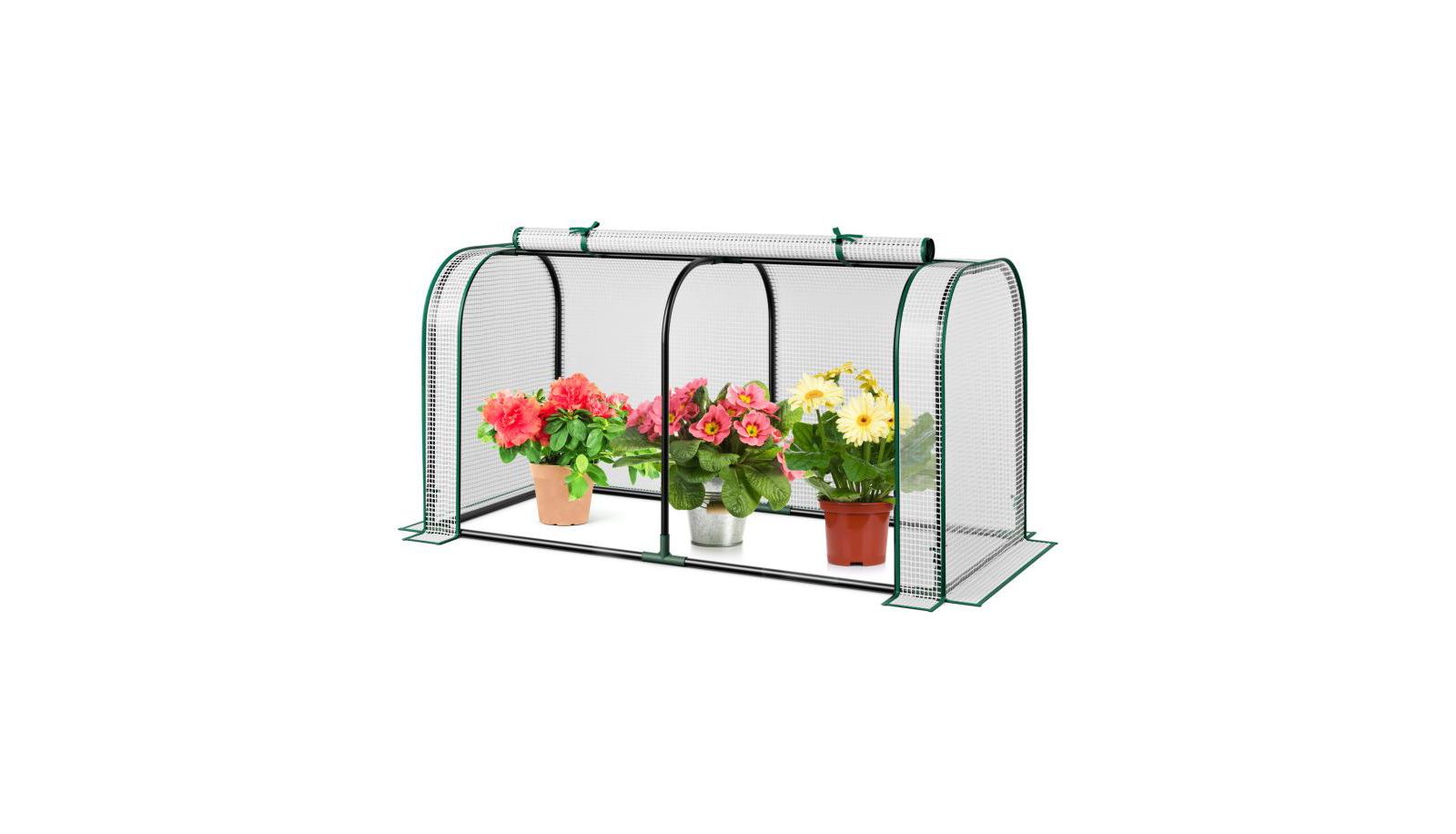 Slickblue Mini Tunnel Greenhouse with Ventilated Roll-Up Zipper Door for Small Garden Spaces
