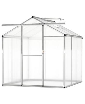 Slickblue Walk-In Garden Greenhouse with Polycarbonate Panels and Integrated Rain Gutters