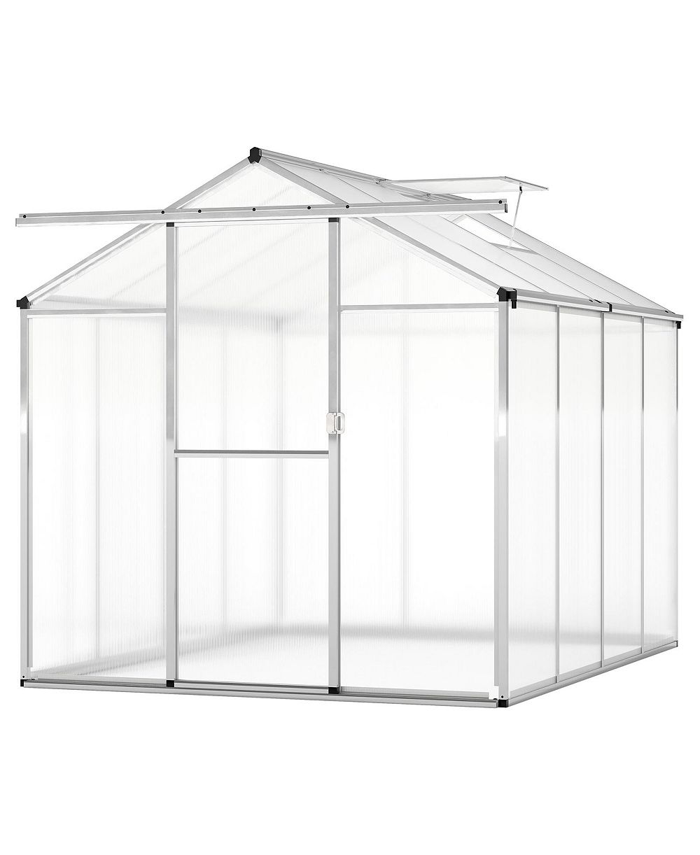 Slickblue Walk-In Garden Greenhouse with Polycarbonate Panels and Integrated Rain Gutters