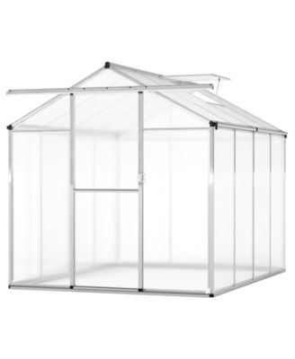 Slickblue Walk-In Garden Greenhouse with Polycarbonate Panels and Integrated Rain Gutters