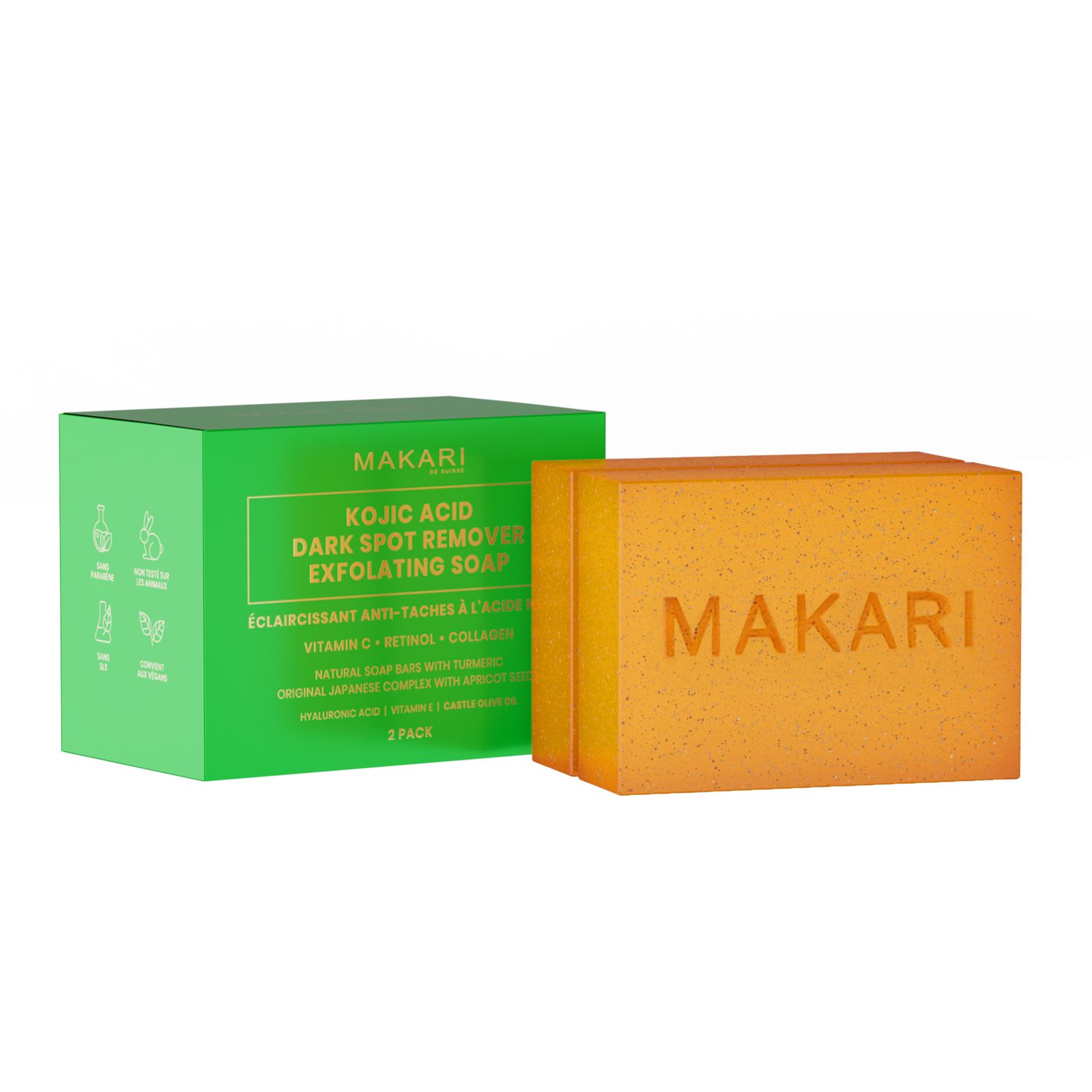 Kojic Acid Dark Spot Remover Soap Bars - 2 Pack