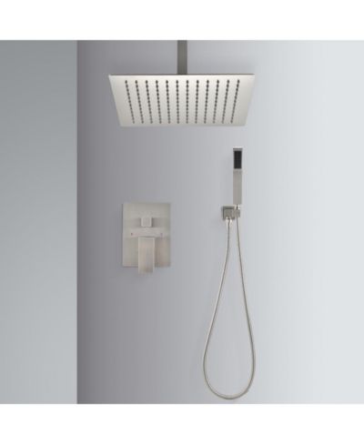 RAINSKEN Ceiling Mounted Shower System Combo Set with Handheld and 12"Shower head