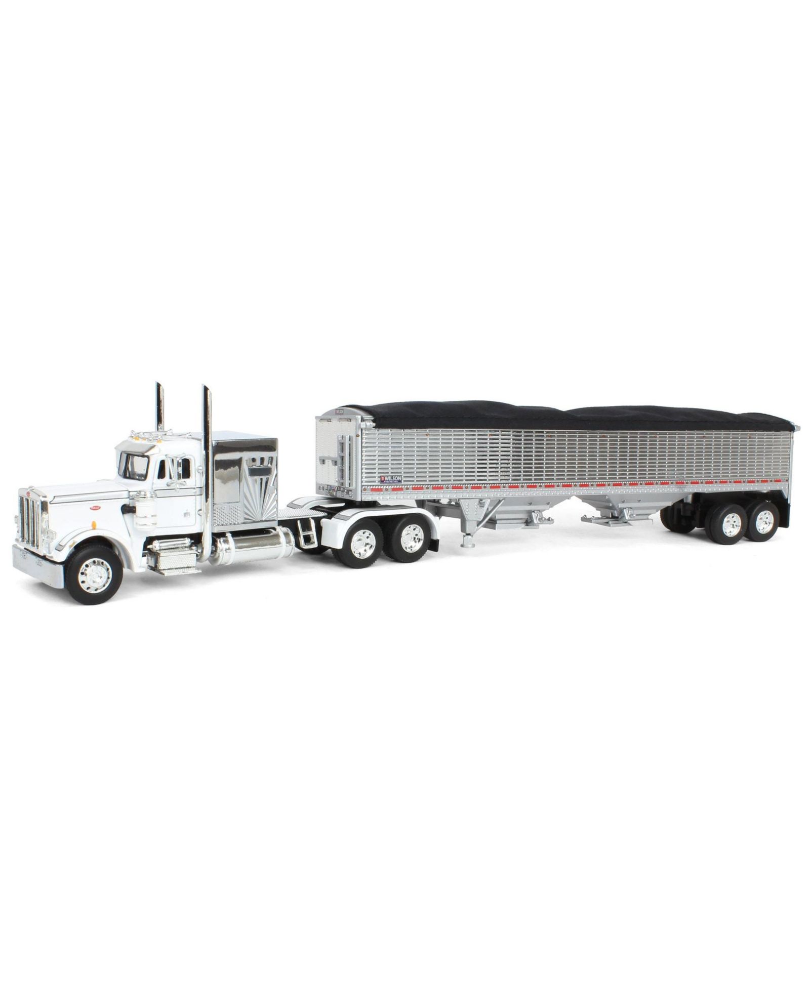 First Gear 1/64 Scale Peterbilt 359 60-Inch Sleeper Die-Cast Toy Truck with Wilson High Side Grain Trailer