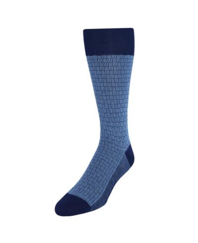 TRAFALGAR Men's Horatio Cross Hatch Design Mid-Calf Mercerized Cotton Socks