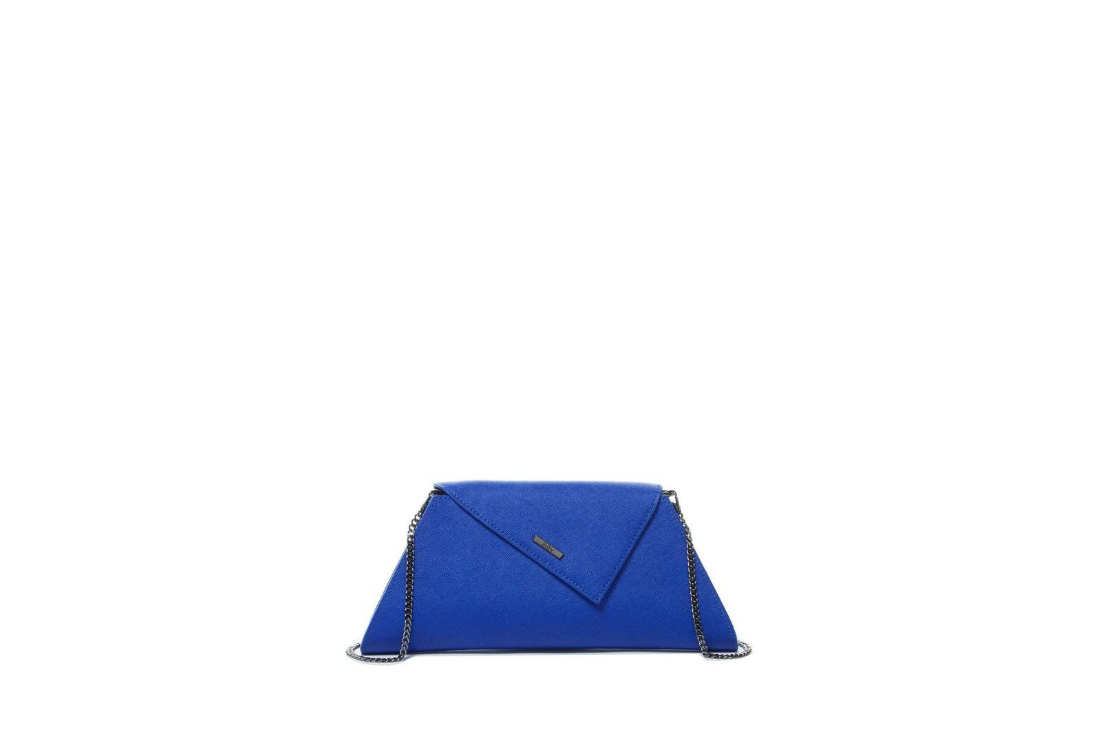Saffiano Leather Clutch Bag Evening Purse Crossbody Cobalt Blue Unique Women's Handbag