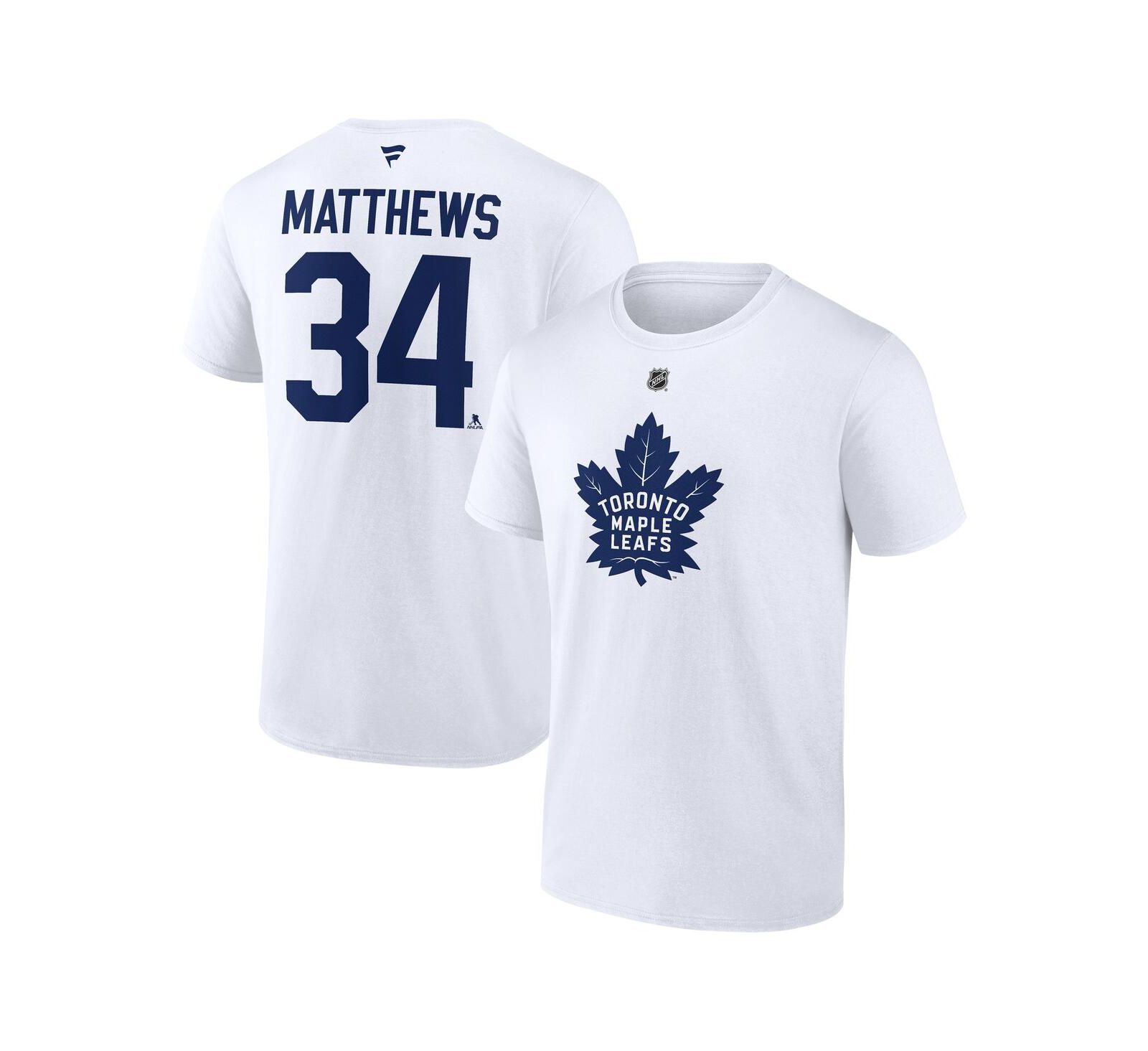 Fanatics Men's Auston Matthews White Toronto Maple Leaf's Authentic Stack Name & Number T-Shirt