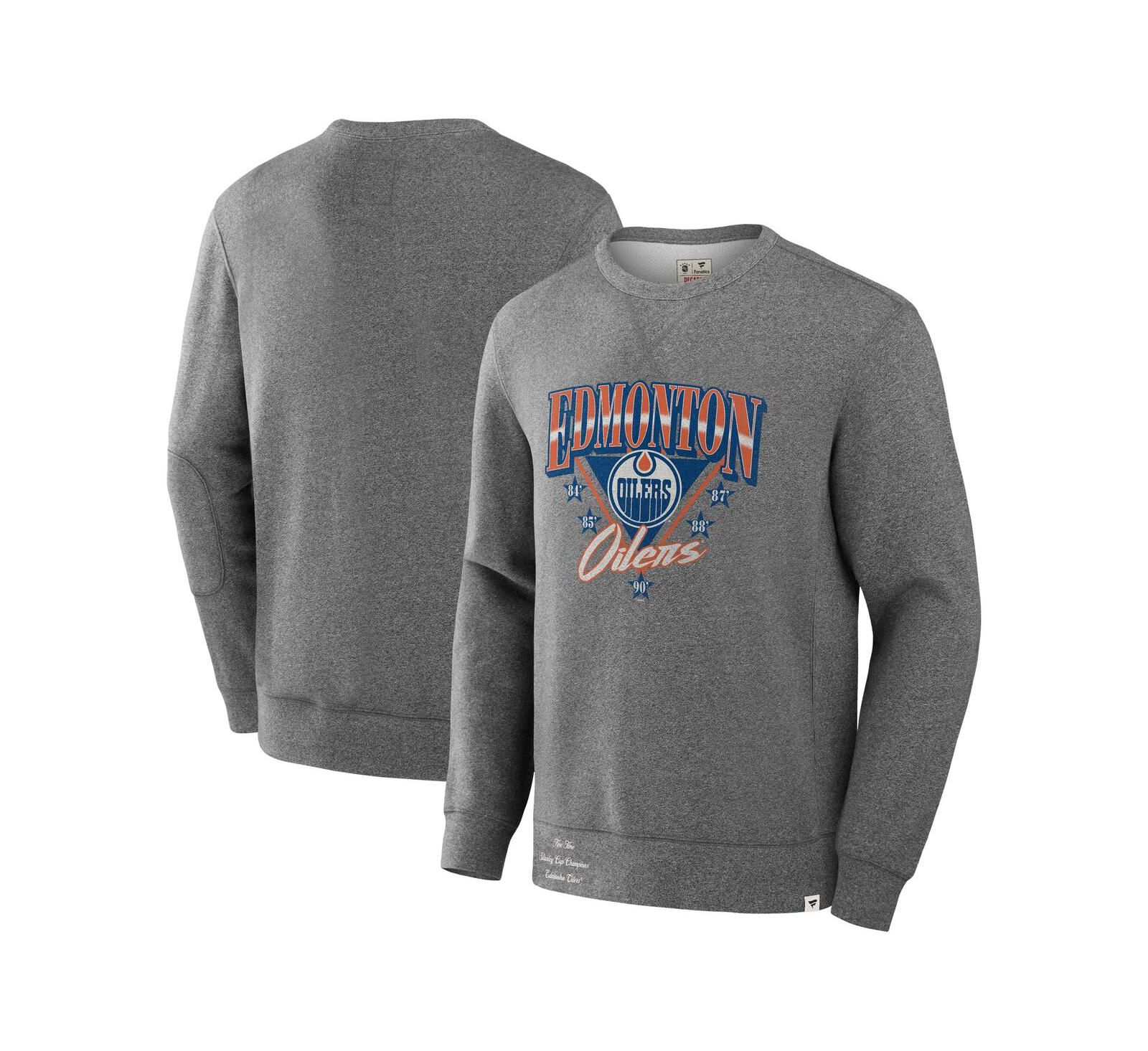 Мужское флисовое худи Fanatics Edmonton Oilers Decades Collection Legendary, серое меланж