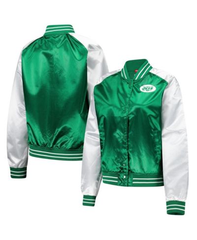 Mitchell & Ness Women's Green New York Jets Team 2.0 Satin Raglan Full-Snap Jacket