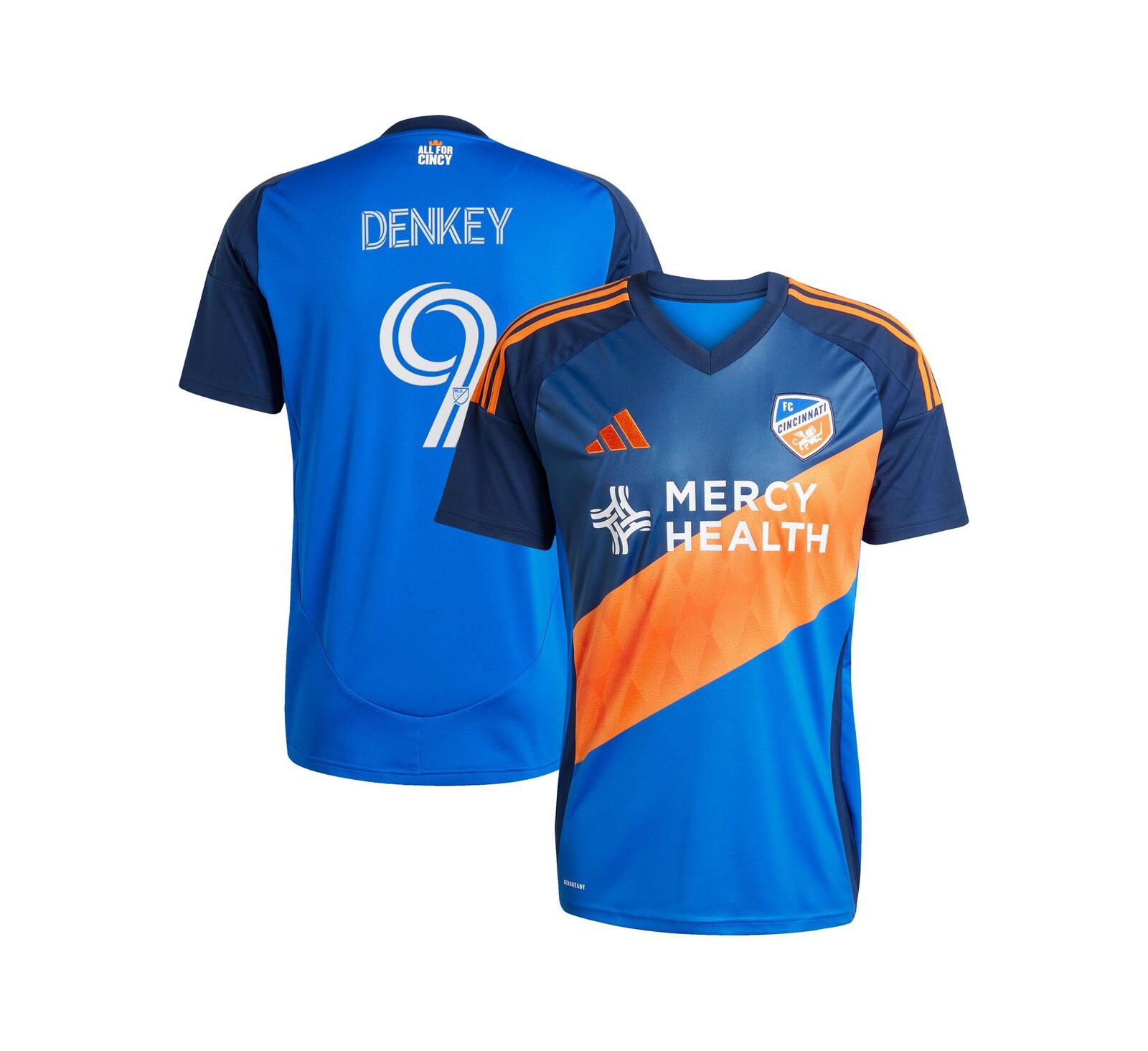 adidas Мужская джерси-реплика Kevin Denkey FC Cincinnati 2025 оранжево-синяя Legacy Kit