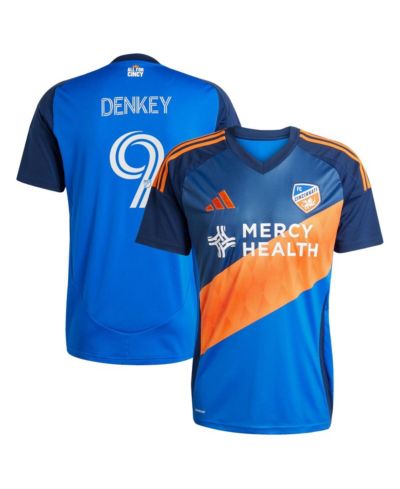 Adidas Men's Kevin Denkey Blue FC Cincinnati 2025 Orange and Blue Legacy Kit Replica Player Jersey