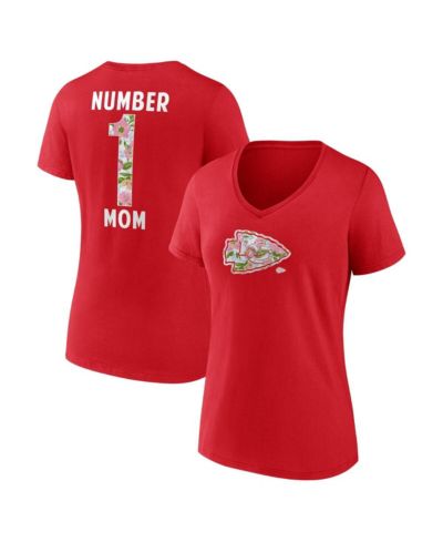 Fanatics Women's Red Kansas City Chiefs Plus Size Mother's Day Floral V-Neck T-Shirt