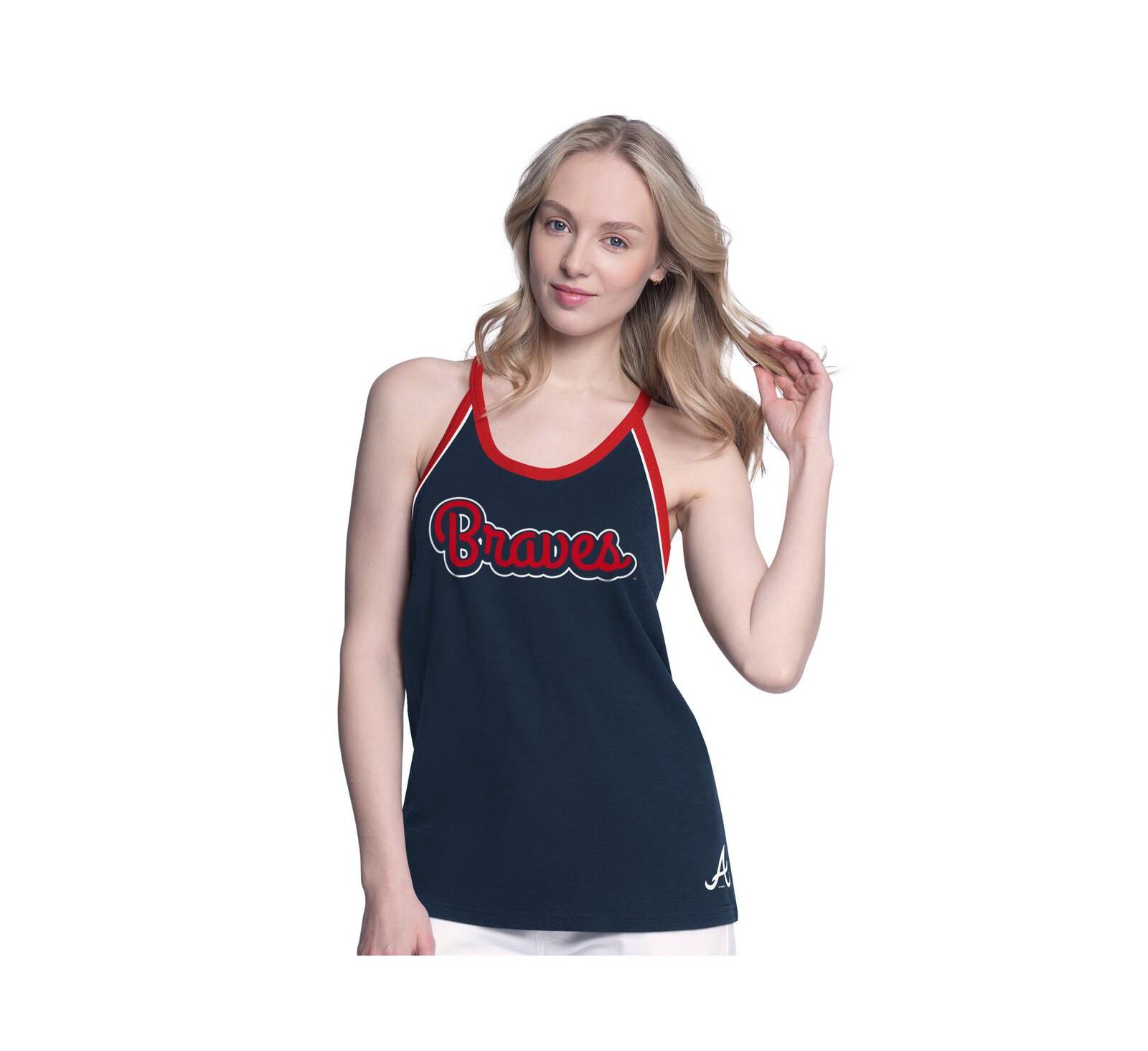 Женский майка G-III 4Her by Carl Banks Navy Atlanta Braves Curveball Racerback
