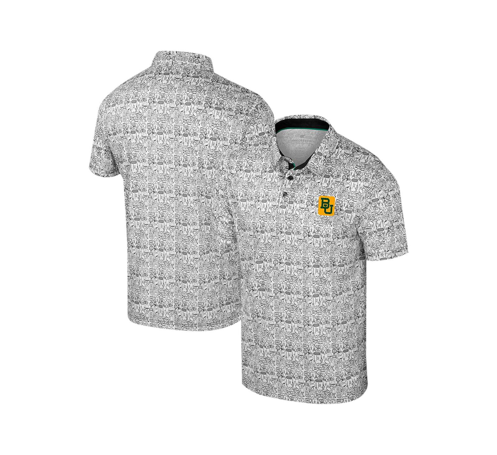 Colosseum Men's Black Baylor Bears It's Time Allover Print Polo Shirt