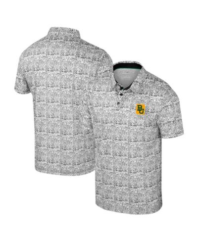 Colosseum Men's Black Baylor Bears It's Time Allover Print Polo Shirt