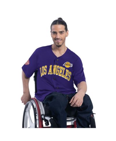 G-III Sports by Carl Banks Men's Purple Los Angeles Lakers Adaptive Star Player Fashion Baseball Jersey