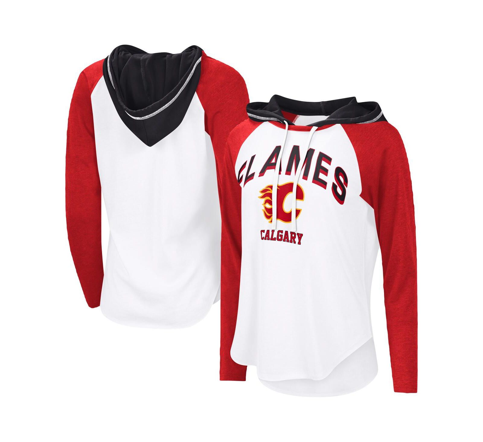Женская толстовка G-III 4Her by Carl Banks White Calgary Flames VIP Raglan Long Sleeve