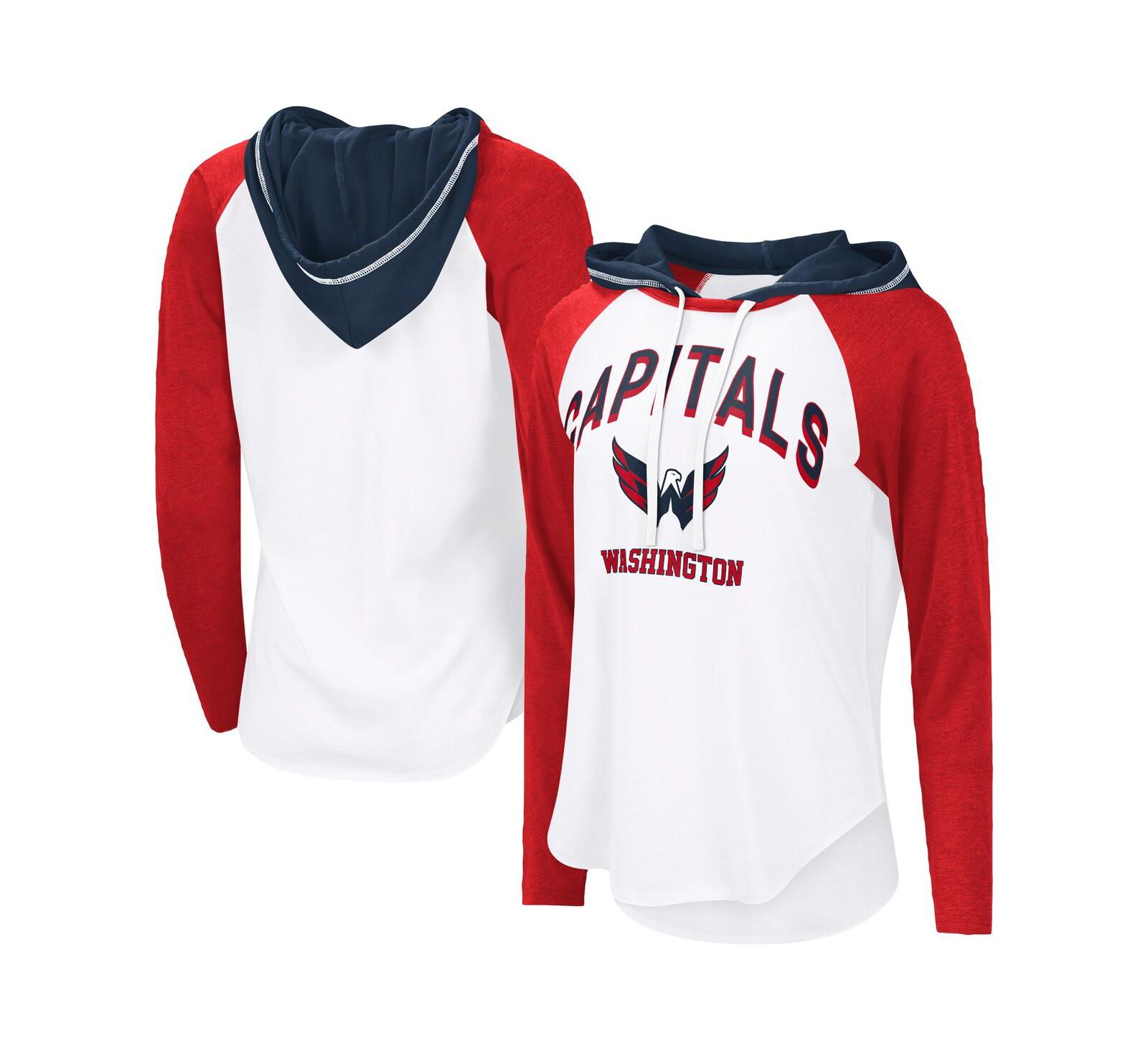 Женское белое худи с длинным рукавом G-III 4Her by Carl Banks Washington Capitals VIP Raglan