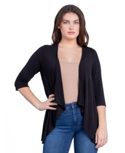 Женский кардиган 24seven Comfort Apparel Petite с рукавом длиной до локтя