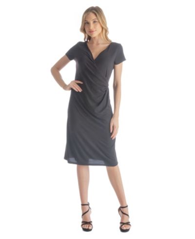24seven Comfort Apparel платье Petite с коротким рукавом длиной до колена