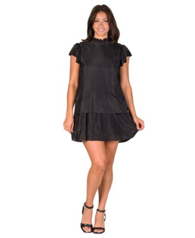 Женское мини-платье 24seven Comfort Apparel Petite Ruffle Cap Sleeve Pleated Tiered