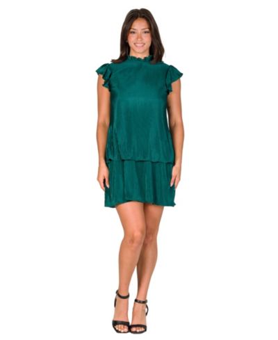 Женское мини-платье 24seven Comfort Apparel Petite Ruffle Cap Sleeve Pleated Tiered