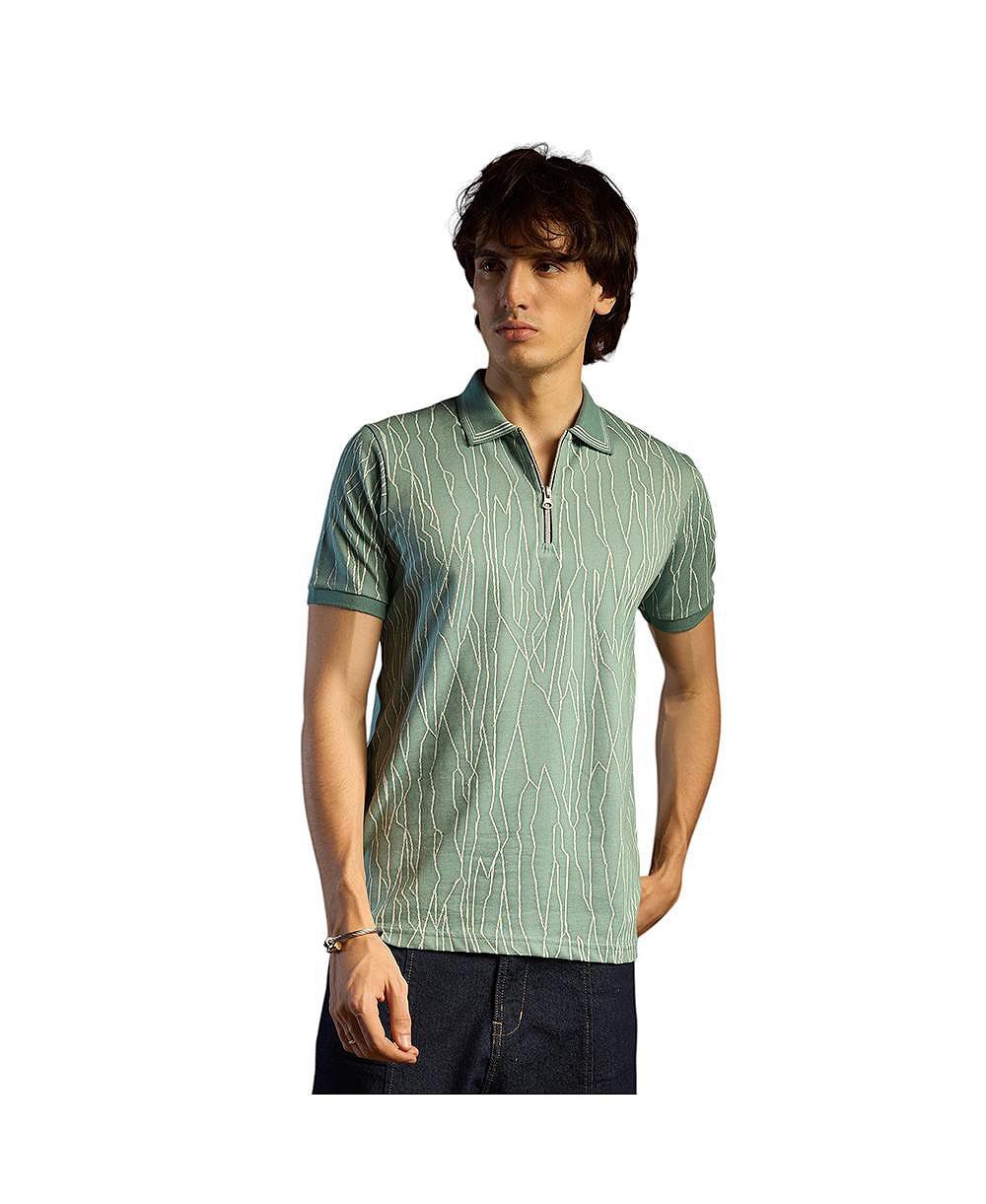 Cahoot Men's Sea Green Crevice-Lined T-Shirt