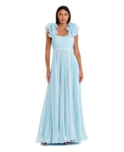 Mac Duggal Women's Pleated Organza Gown With Ruffle Straps