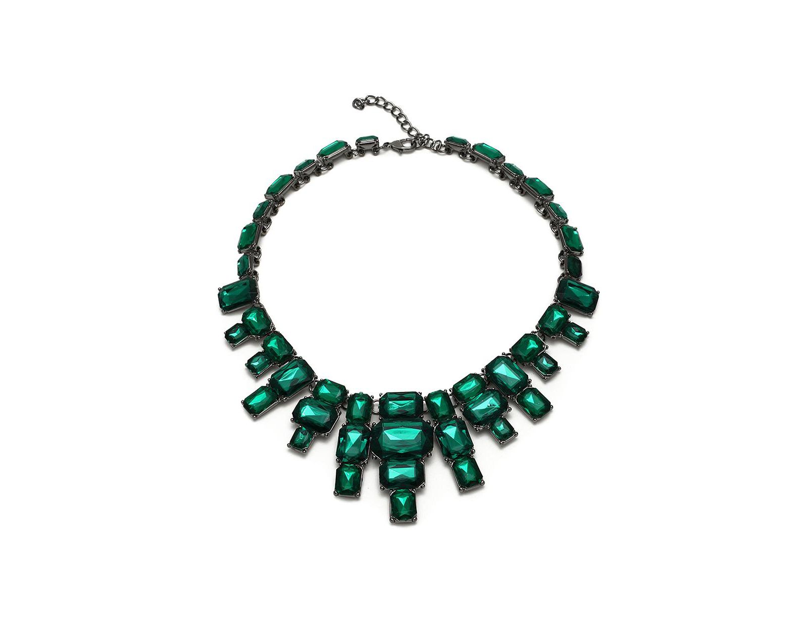 SOHI Women's Green Maxi Stone Statement Necklace