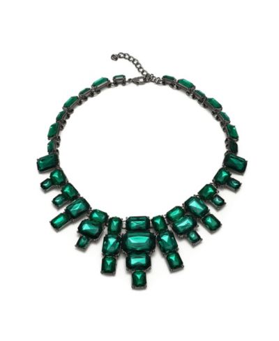 SOHI Women's Green Maxi Stone Statement Necklace