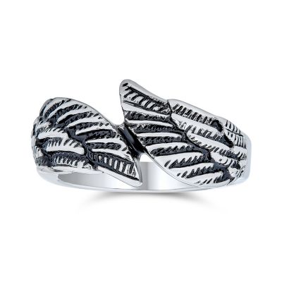 Bling Jewelry кольцо Guardian Angel Wing из оксидированной нержавеющей стали, 4MM
