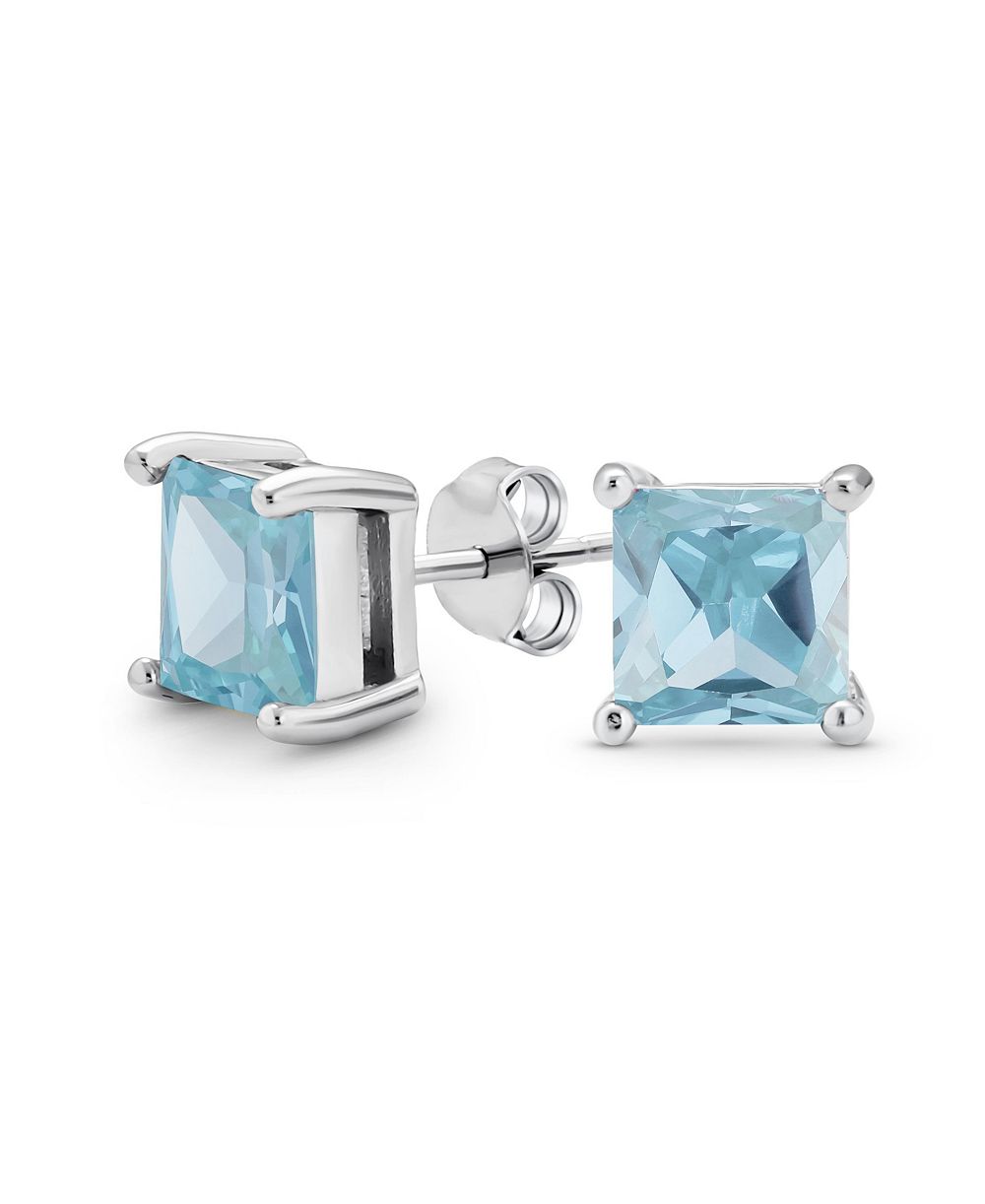 Bling Jewelry Cubic Zirconia Stud Earrings Gold Plated Sterling Silver