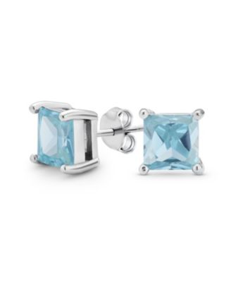 Bling Jewelry Серьги-гвоздики с квадратным кубическим цирконием CZ 2CT, стерлинговое серебро 7MM