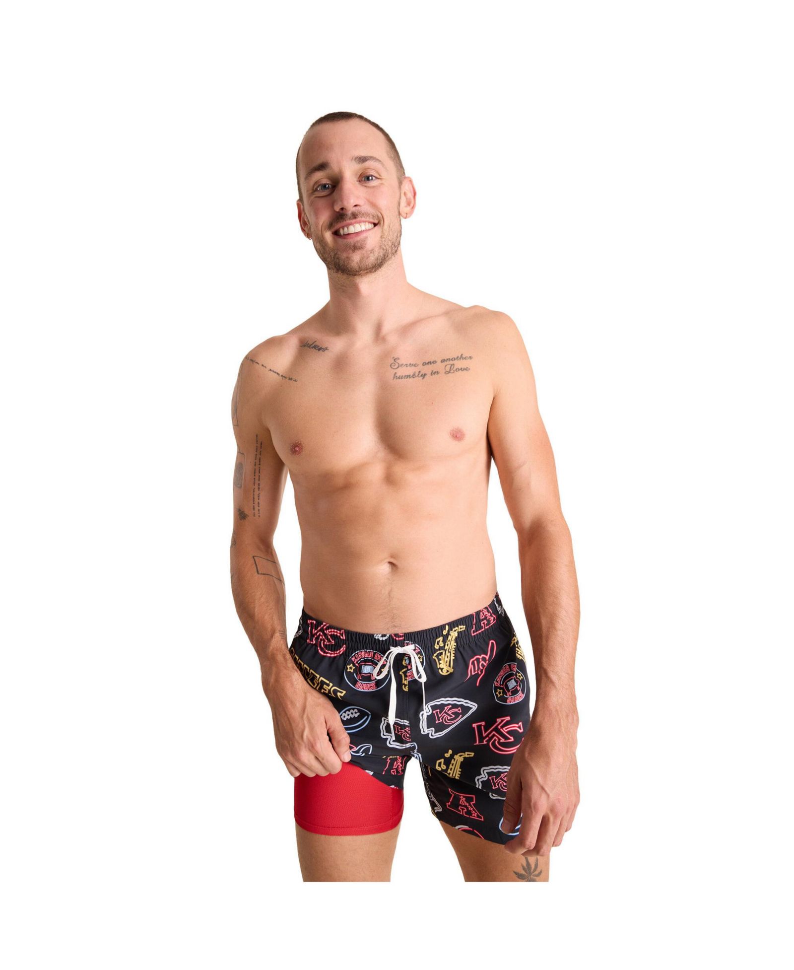 Chubbies Men's 5.5" Black Kansas City Chiefs The Neon Lined Classic Swim Trunks