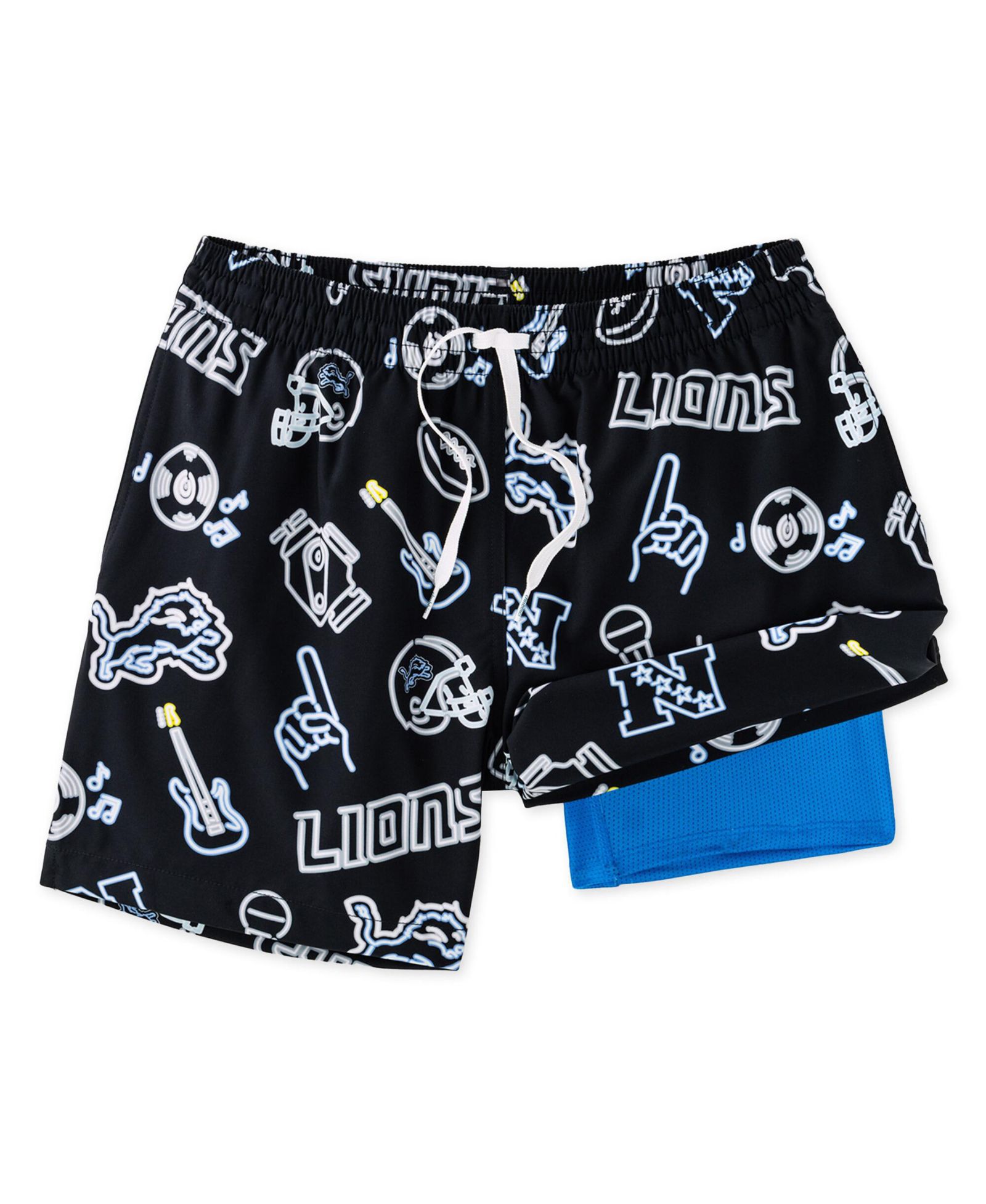 Chubbies Men's 5.5" Black Detroit Lions The Neon Lined Classic Swim Trunks