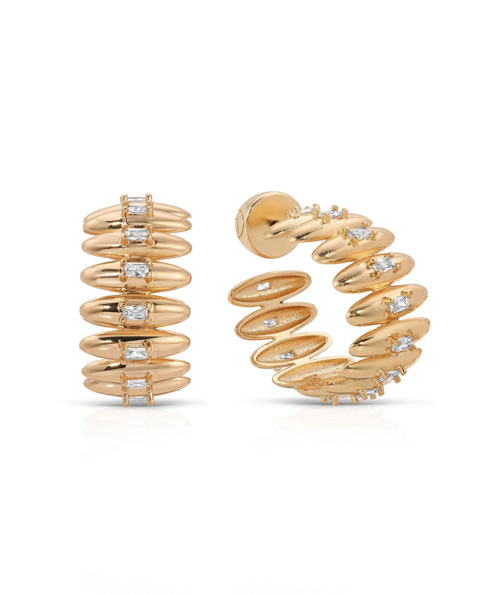 Серьги-кольца ETTIKA Thick Oval Dome Baguette Hoop