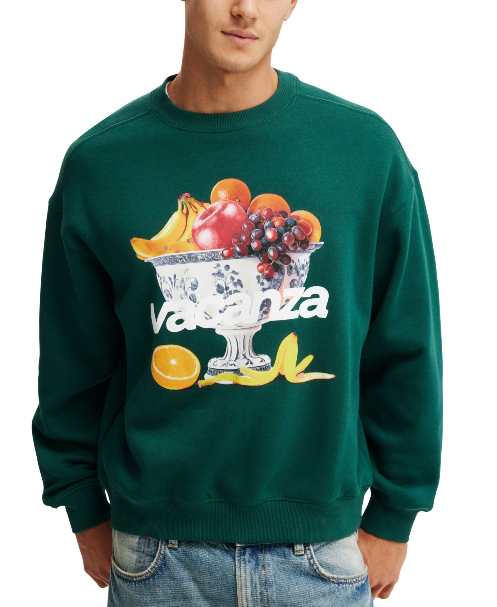COTTON ON Men's Box Fit Graphic Crew Sweater