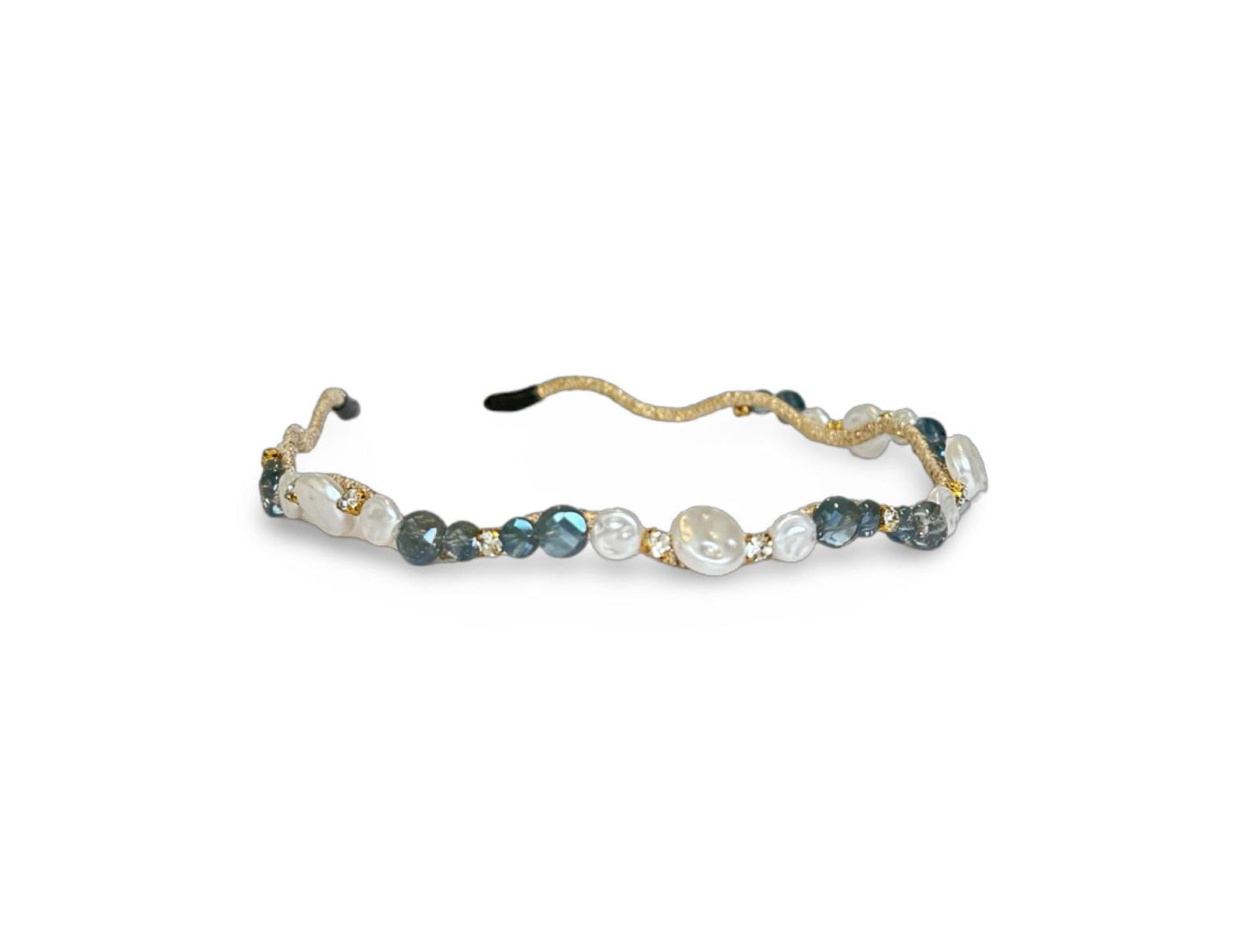 Wavy Oyster Pearl Headband - Ocean Blue