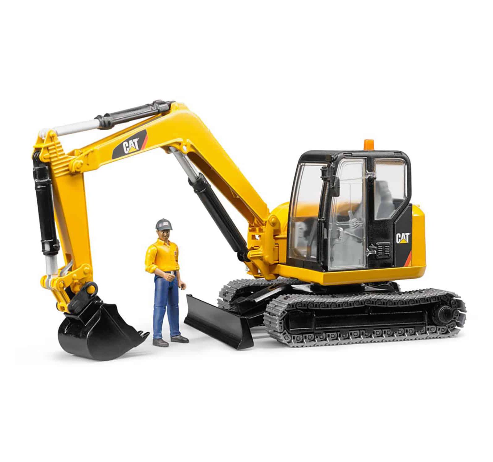 Мини-экскаватор Bruder Caterpillar 1/16th с строителем