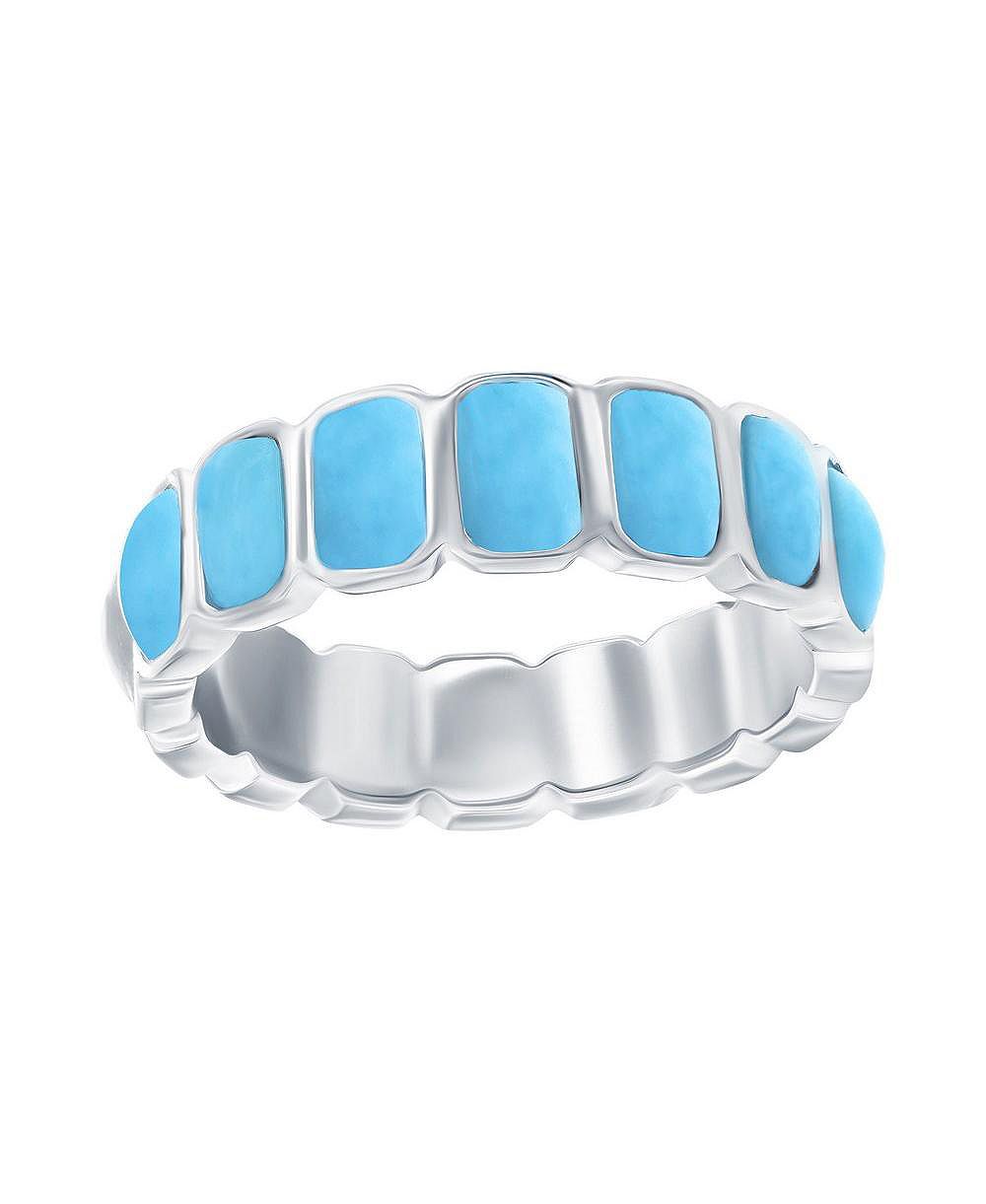 Кольцо Caribbean Treasures Sterling Silver Rectangle Larimar Eternity