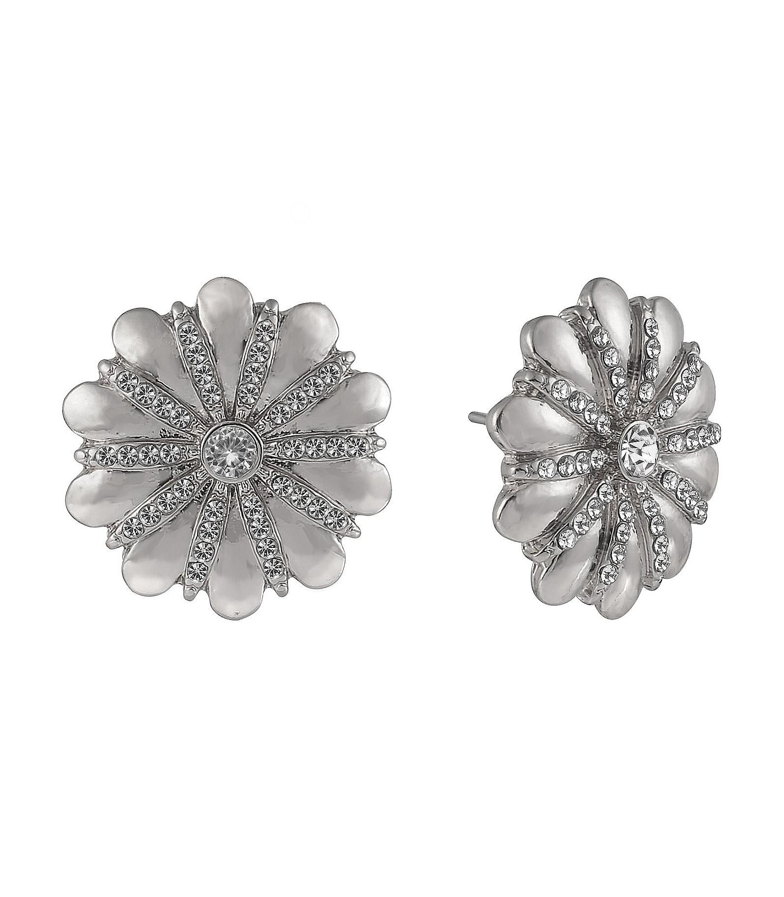 Laundry by Shelli Segal Tone Flower Button Earrings